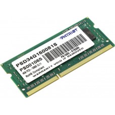 Память SODIMM DDR3 4096Mb PC12800 1600MHz Patriot CL11 [PSD34G160081S]