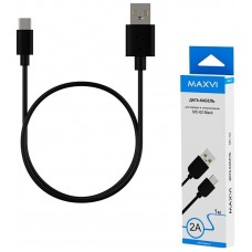 Кабель Maxvi (MC-02) USB-C черный, 1м, 2A