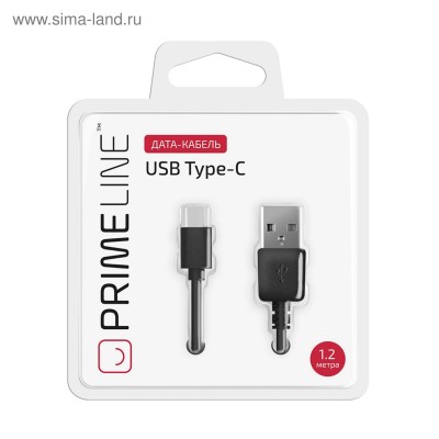 Кабель Prime Line (7213) USB - USB Type-C, 1.2м, черный