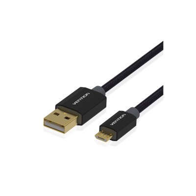 Кабель USB AM - MicroUSB BM `Vention` CADBH, 2м, ткан.оплетка, чёный
