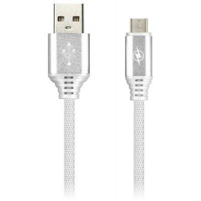 Кабель USB AM - MicroUSB BM `Сетка`, 1м, 2.4A, серый