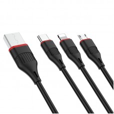 Кабель USB AM - MicroUSB BM +Lightning перех, 1м, чёрный