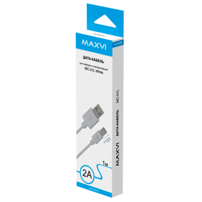 Кабель Maxvi (MC-01L) micro USB белый, 1м, 2A