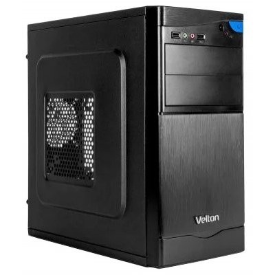 VELTON Корпус 7503A mATX(450W 80mmFan) ЧЕРНЫЙ, 2*USB2.0+audio