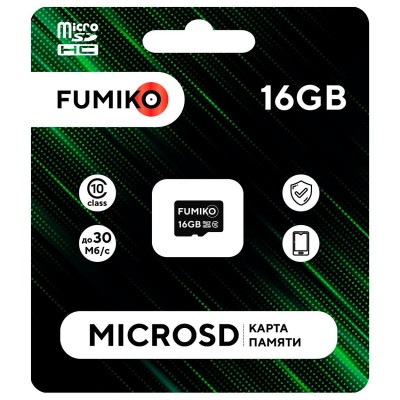 Карта памяти FUMIKO 16GB MicroSDHC class 10 (без адаптера SD)