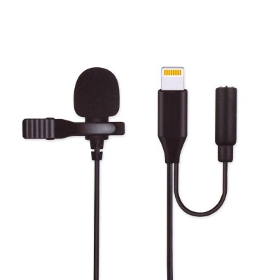 Микрофон петличный JH-041-A, Lightning + 3.5 для наушн, 1.5м