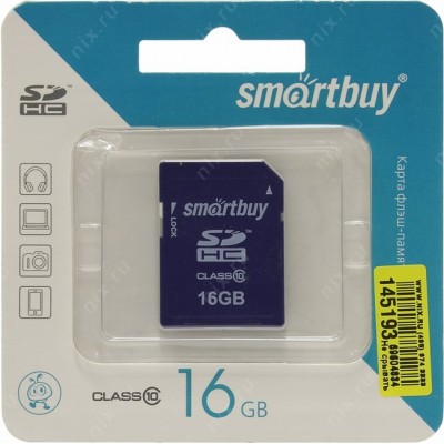Флэш-карта SDHC (SecureDigital High Capacity) 16 Gb SmartBuy class 10